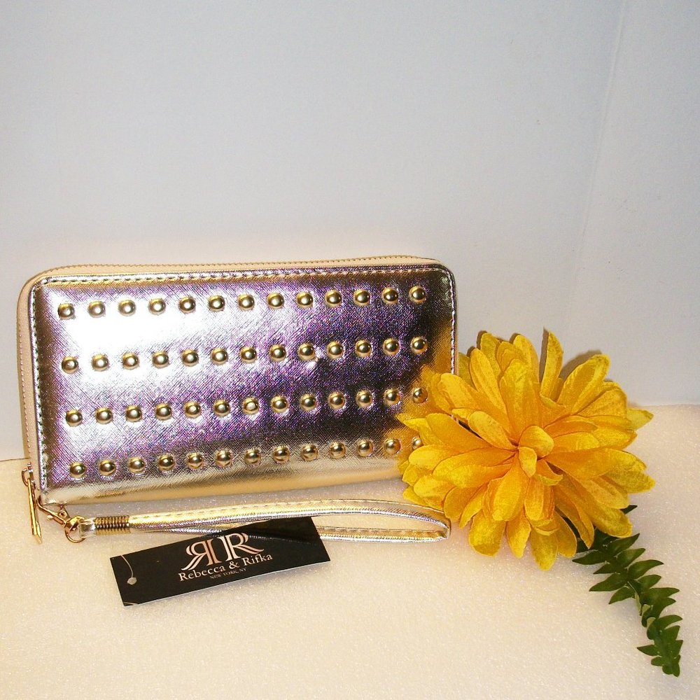 REBECCA & RIFKA Gold Metallic Wristlet NWT